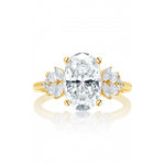 14K Yellow Gold Sidestone Engagement Ring Semi Mounting (For 2.75–3.25 Ct Oval Center Stone)