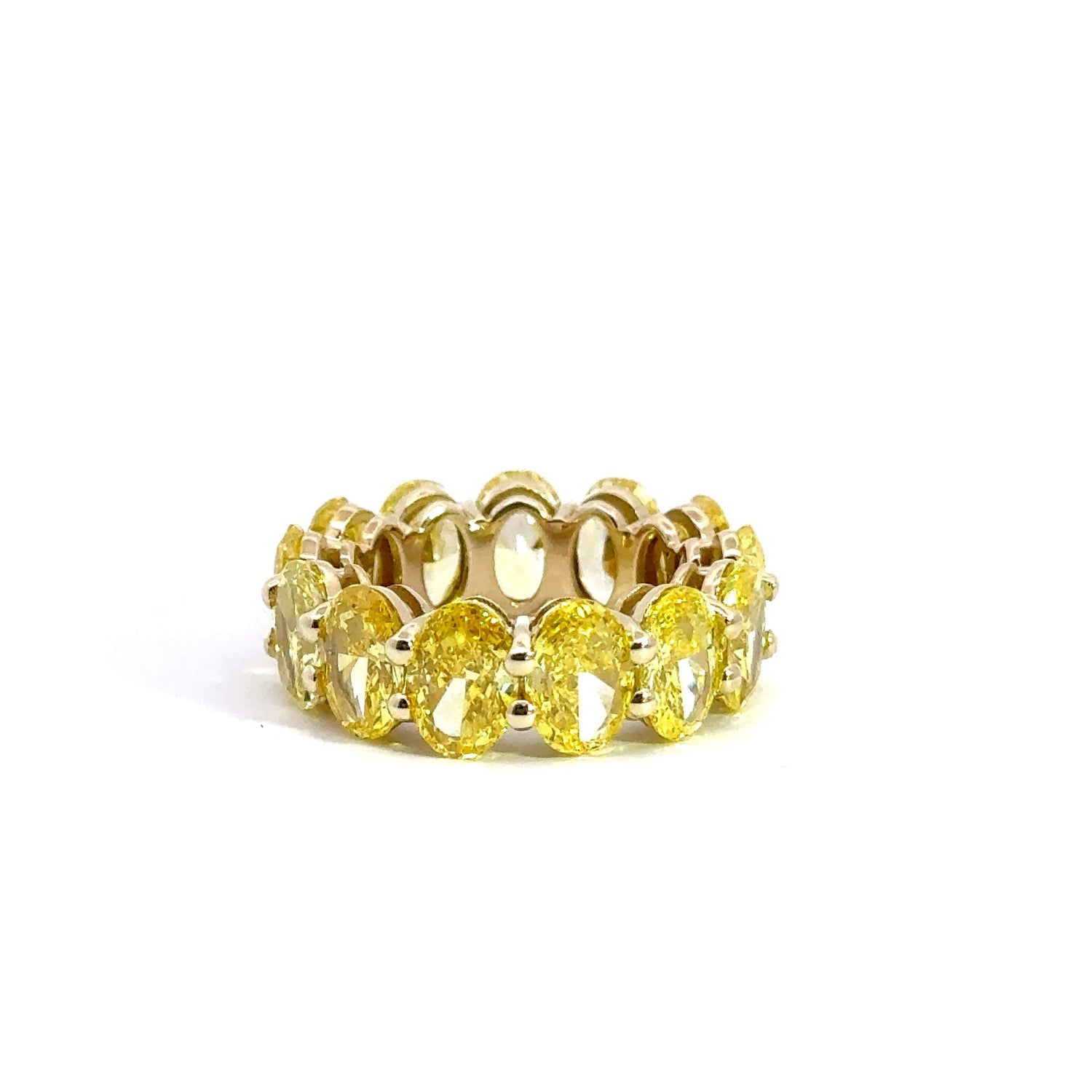 14k Yellow Gold 14.28 cttw Oval Shape Lab Grown Fancy Yellow Eternity Band