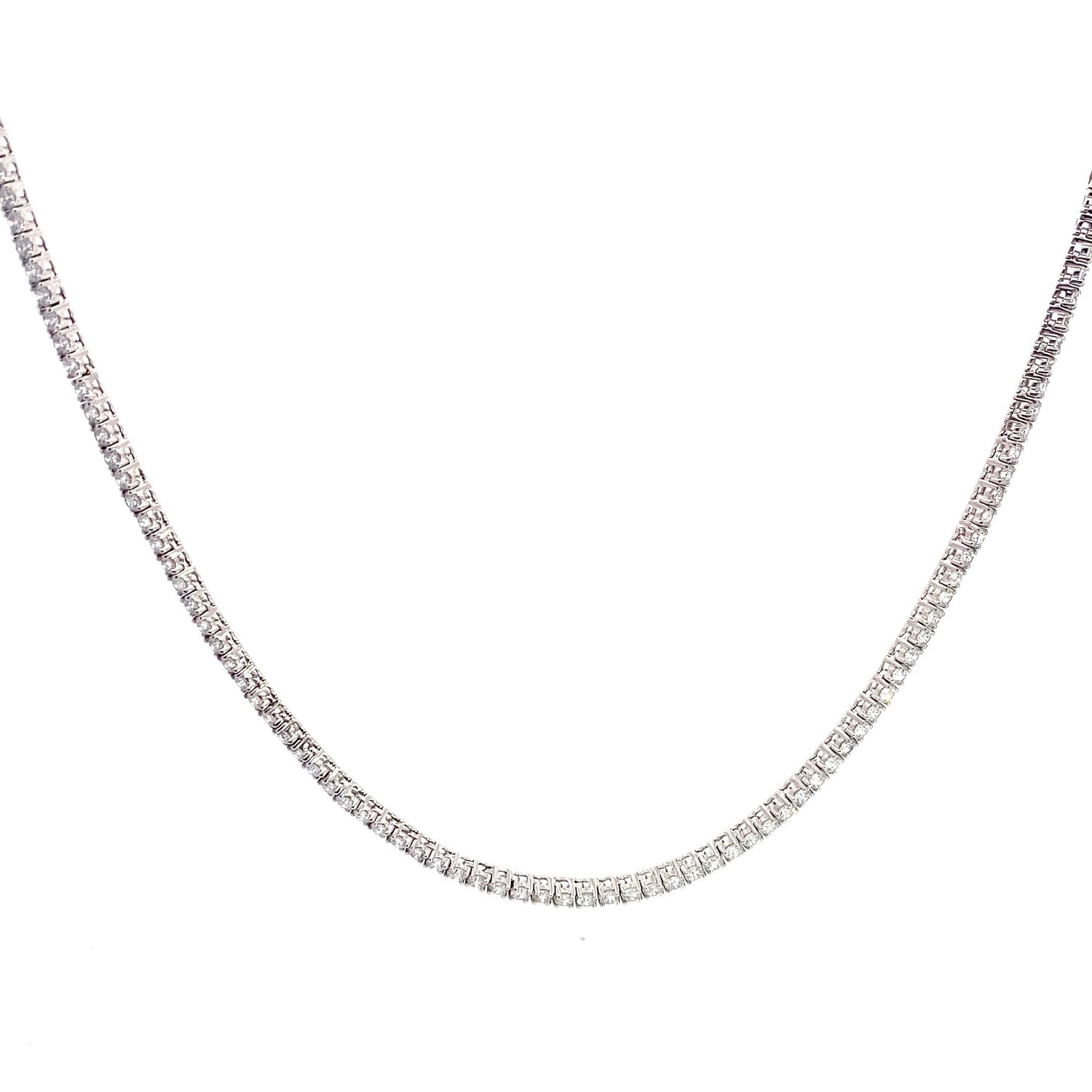 Collar de tenis con diamantes cultivados en laboratorio de talla brillante redonda en oro blanco de 14 quilates