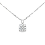 Colgante solitario de diamante cultivado en laboratorio de talla brillante redonda en oro blanco de 14 quilates