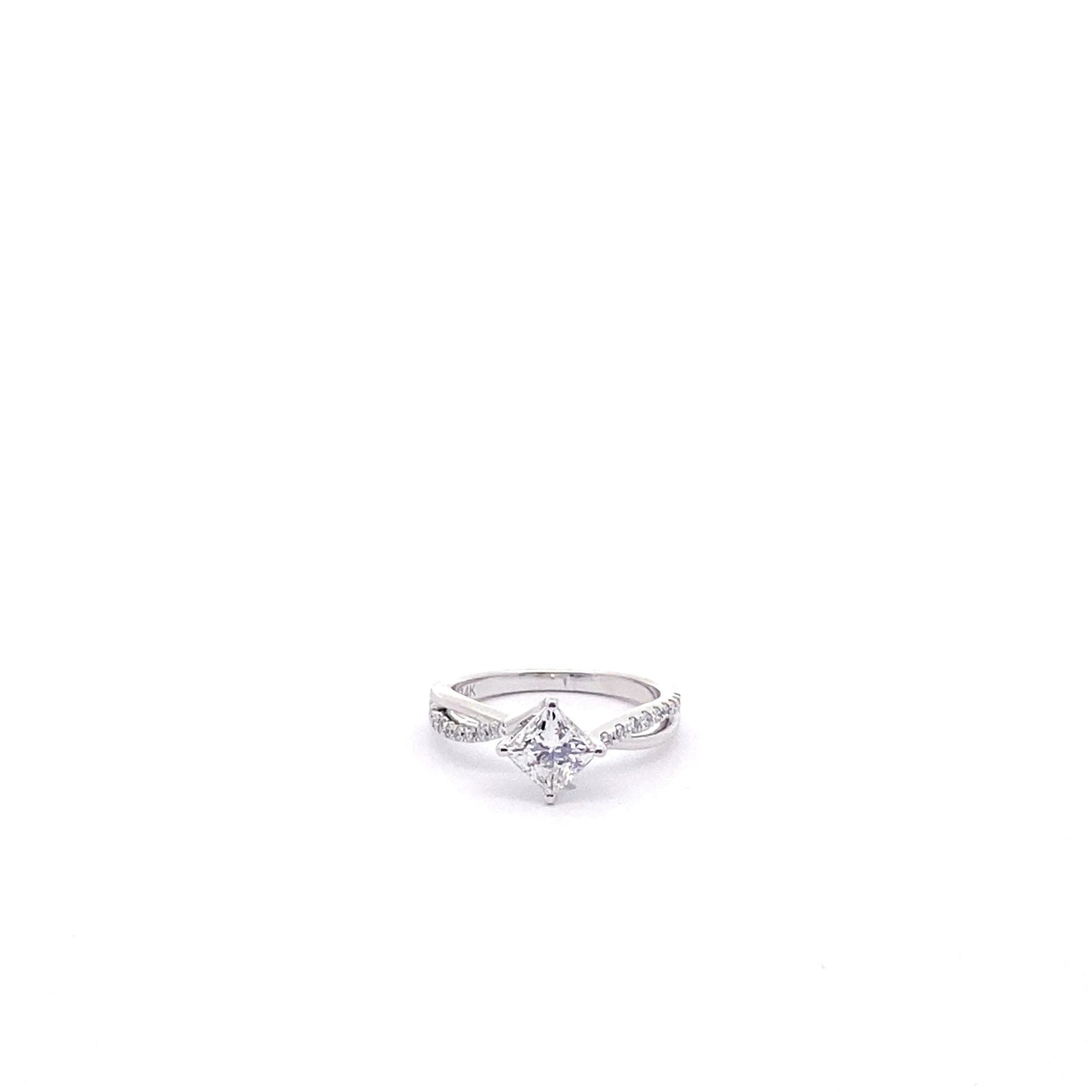 14K White Gold 1.21 cttw Princess Cut Diagonal Lab Grown Diamond Engagement Ring
