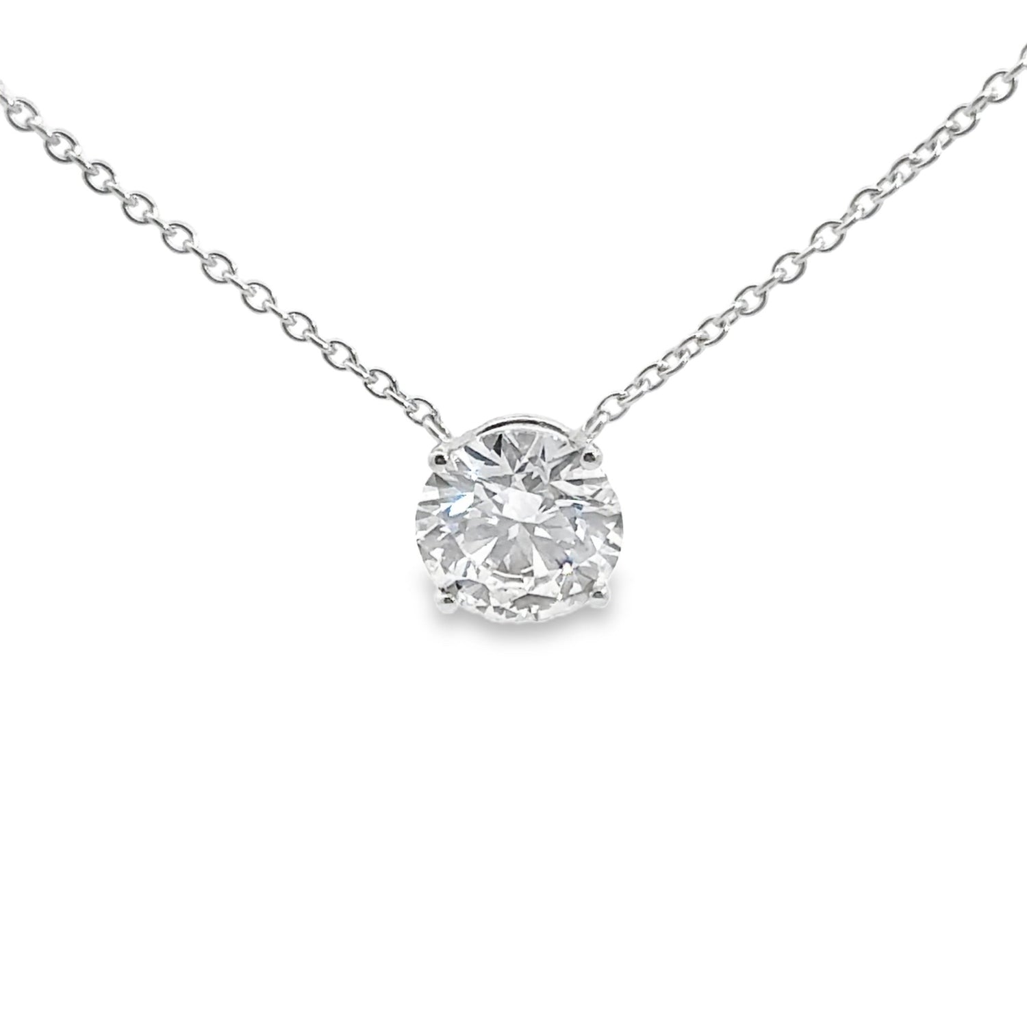 14K White Gold 2.26 cttw Round Brilliant Cut Lab Grown Diamond Pendant