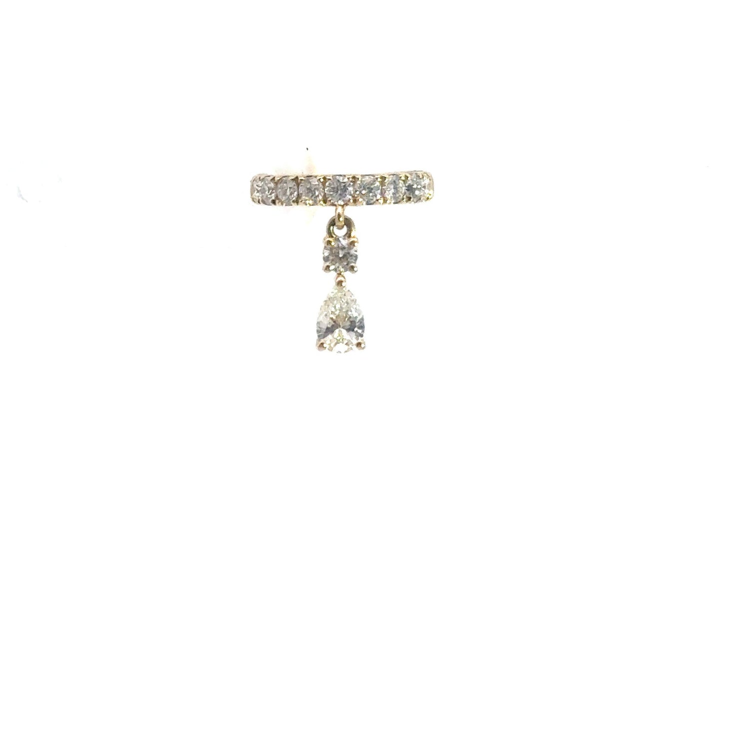 14K Yellow Gold Round Brilliant Cut and Pear Shape Lab Grown Diamond Cuff Earrings 0.46cttw