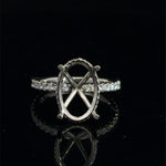 14K White Gold Oval Semi-Mount Engagement Ring With Hidden Halo 0.58Cttw