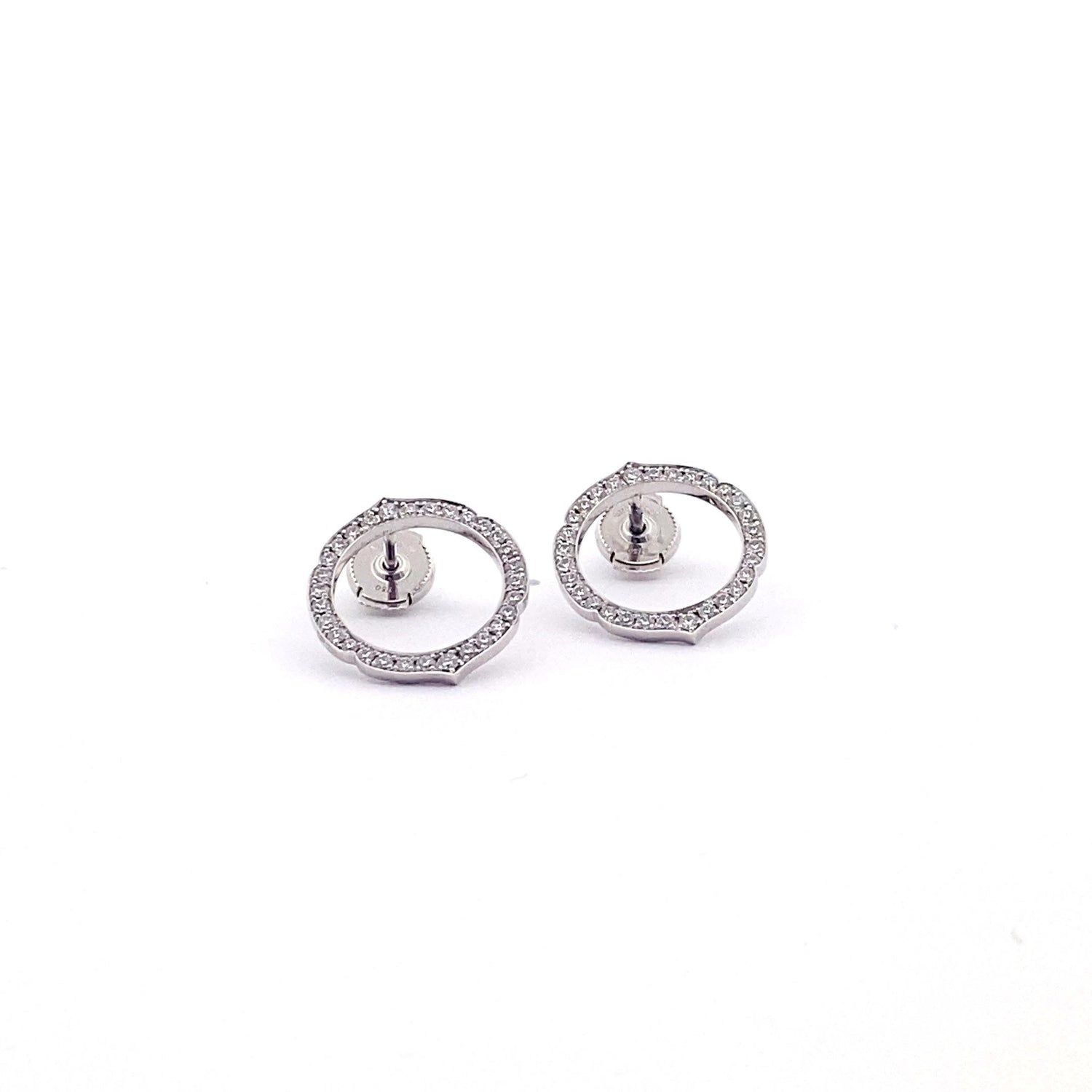 Pendientes de oro blanco de 18 quilates con diamantes redondos de fantasía