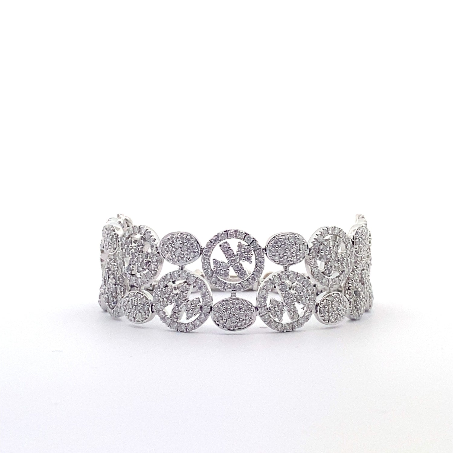 18K White Gold Italian Vintage Style Soft 3.30 cttw Diamond Bracelet