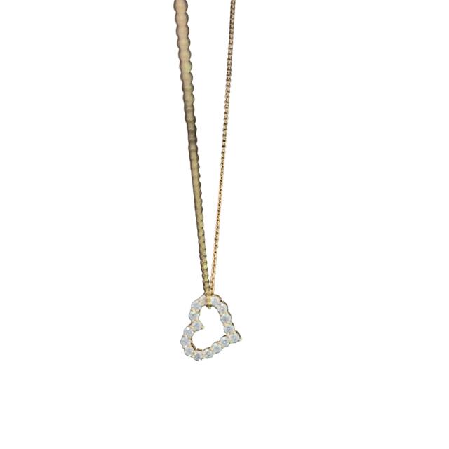 14K Yellow Gold Heart Fashion Pendant Round Cut Lab Grown Diamond 0.48 cttw F Color VS1 Clarity