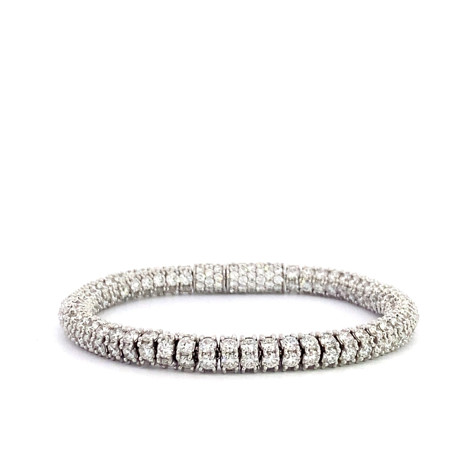 14K White Gold Lab Grown Diamond Tube Rolling Tennis Bracelet 20.00cttw