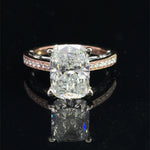 14K Two Tone Gold Elongated Cushion Cut Lab Grown Diamond Engagement Ring 4.10Ct