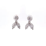 Aretes de oro blanco de 14 quilates con diamantes cultivados en laboratorio de talla marquesa y brillante redonda