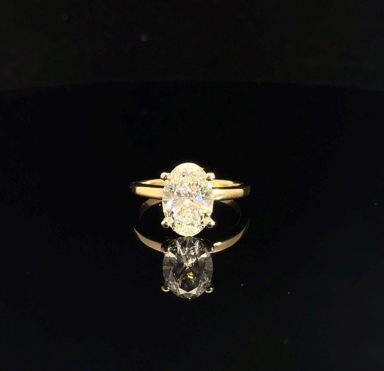 14K Yellow Gold 3.03 cttw Oval Shape Lab Grown Diamond Engagement Ring
