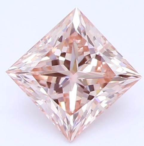 Diamante cultivado en laboratorio de talla príncipe, color rosa anaranjado intenso y elegante