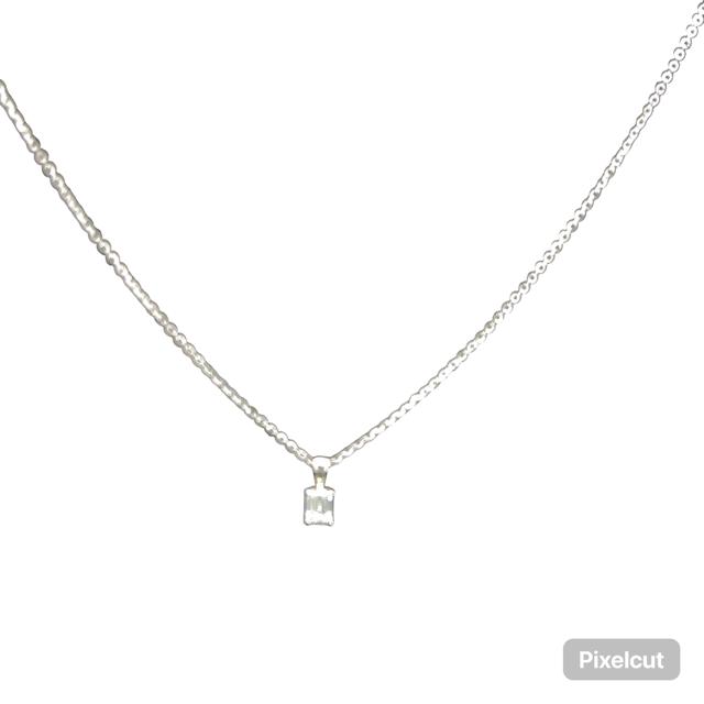 14K White Gold Emerald Cut Pendant Lab Grown Diamond 0.43 ct E Color VS1 Clarity