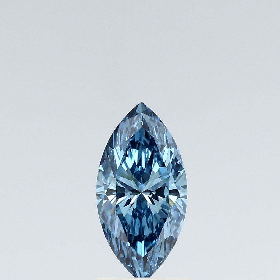 Diamante suelto cultivado en laboratorio de 1,03 quilates, talla marquesa azul intenso y elegante, con certificación IGI