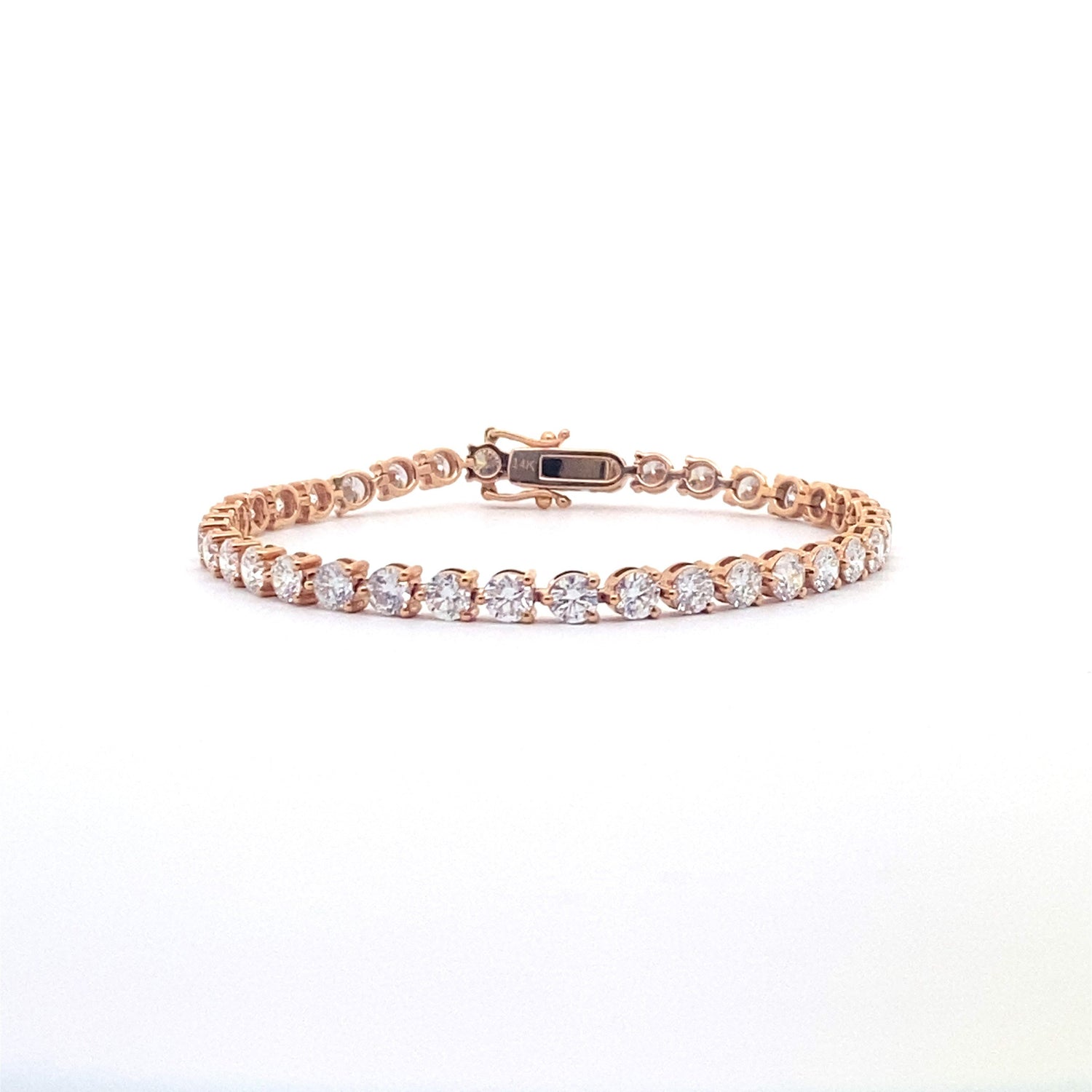 14K Rose Gold 7.73 cttw Round Brilliant Cut Lab Grown Diamond Tennis Bracelet