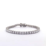 Pulsera de tenis de oro blanco de 14 quilates con diamantes cultivados en laboratorio y corte princesa