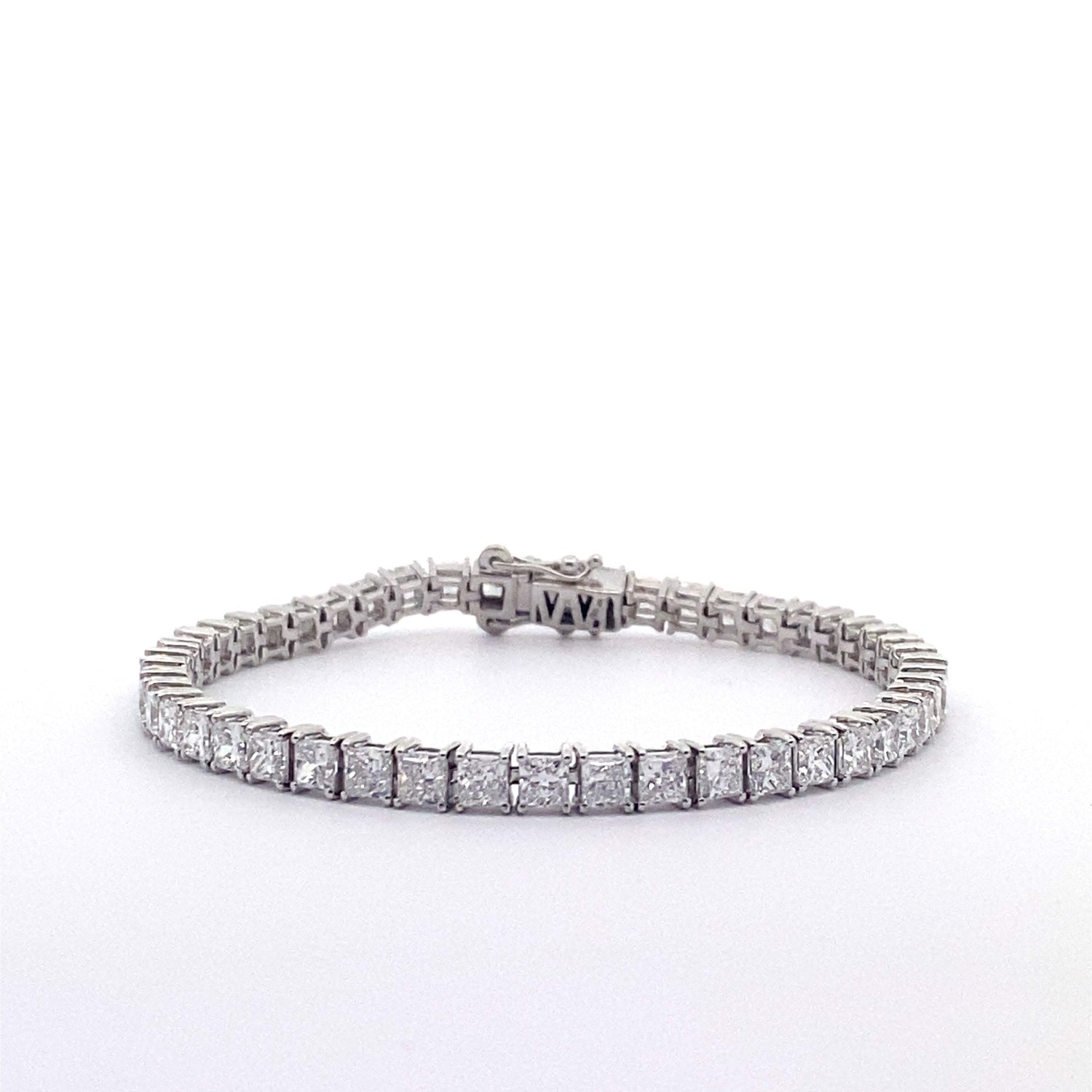 14K White Gold 10.44 cttw Princess Cut Lab Grown Diamond Tennis Bracelet