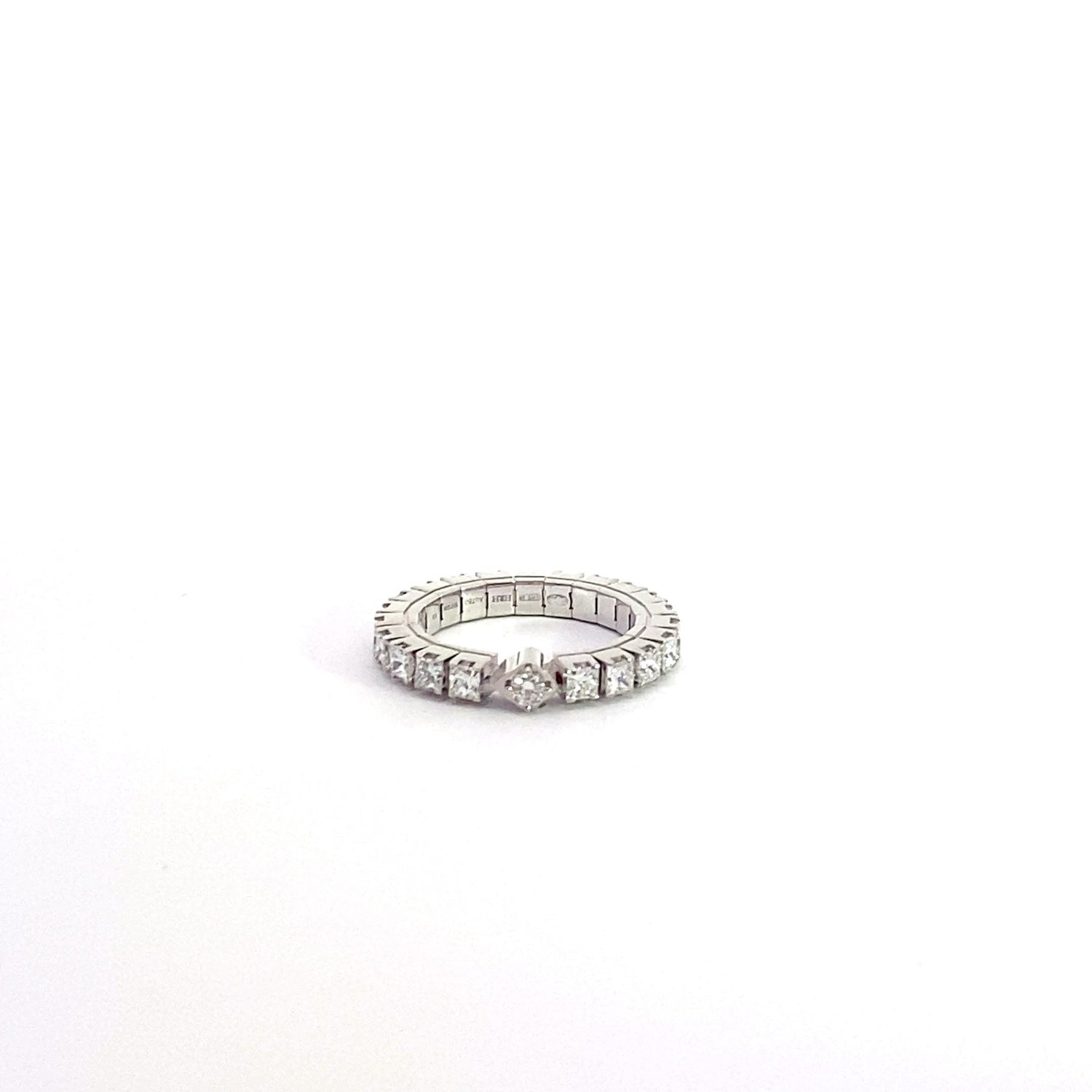 18K White Gold 2.03 cttw Princess Shape Diamond Stretch Eternity Band