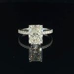 14K White Gold 4.00 cttw Radiant Cut Lab Grown Diamond Engagement Ring With Hidden Halo And 3/4 Diamond Shank