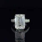 14K White Gold Hidden Halo 11.27 cttw Emerald Cut Lab Grown Diamond Engagement Ring With Adjustable Shank