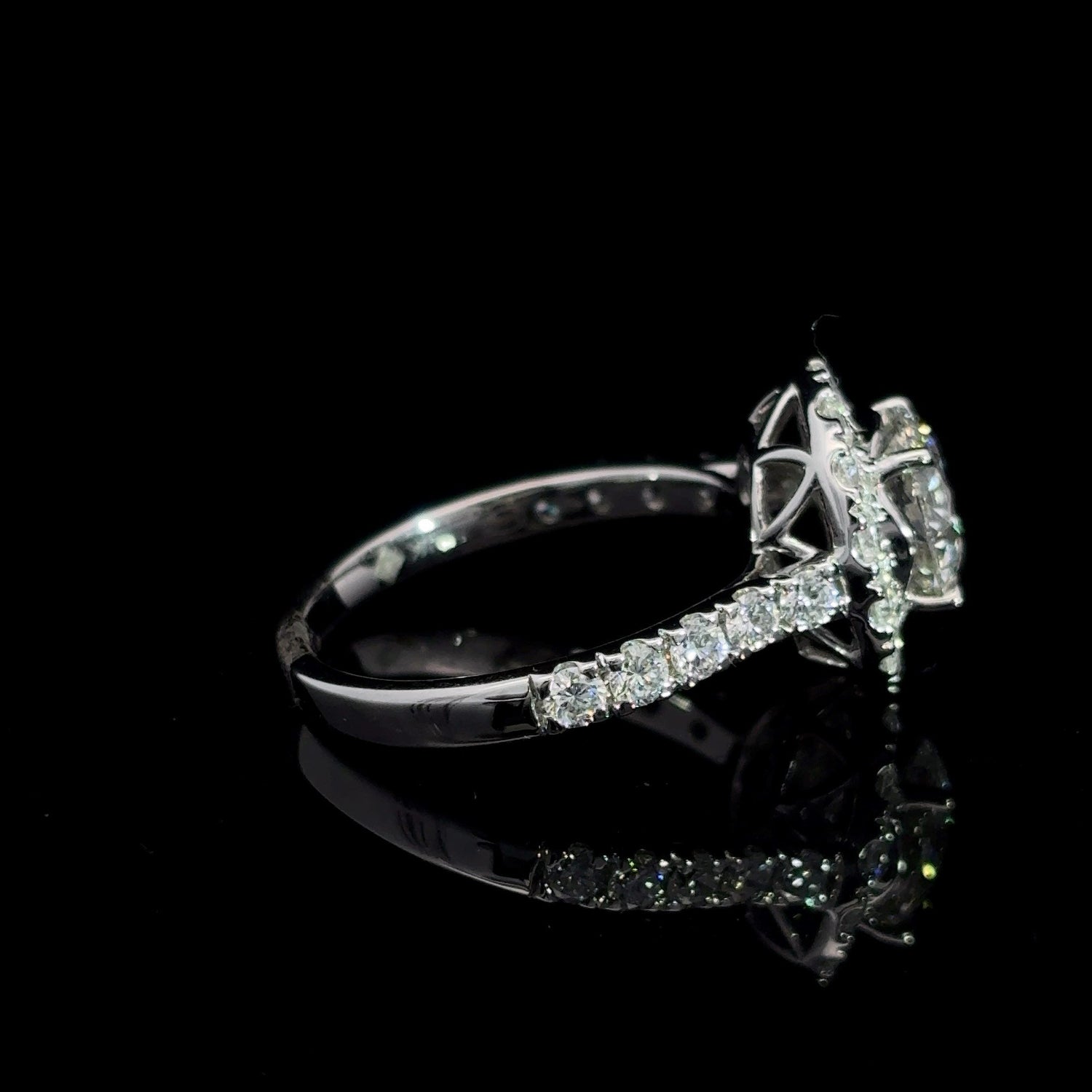 14K White Gold Round Lab Grown Diamond Halo Engagement Ring 2.50cttw