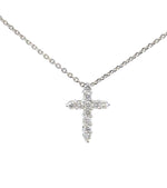 14K White Gold 0.50 cttw Round Brilliant Cut Diamond Cross Pendant