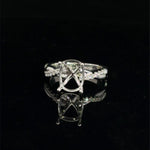 14K White Gold Cushion Semi-Mount Engagement Ring With Diamond Shank 0.25Cttw