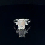 18K White Gold 3 Stone 4.24 cttw Emerald Cut Lab Grown Diamond Engagement Ring