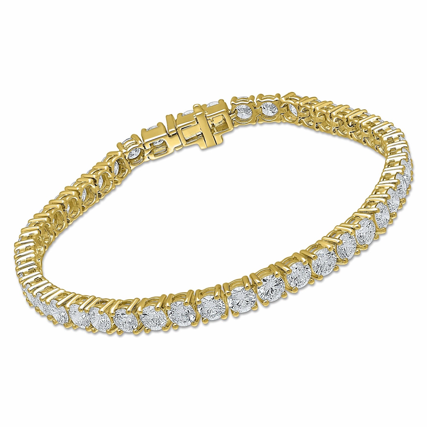 14K Yellow Gold Round Lab Grown Diamond Tennis Bracelet 10.0 CTW Vs1-Vs2