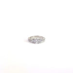 14k White Gold 1.78 cttw Round Brilliant Cut 3 Stone Vintage Style Lab Grown Diamond Engagement Ring