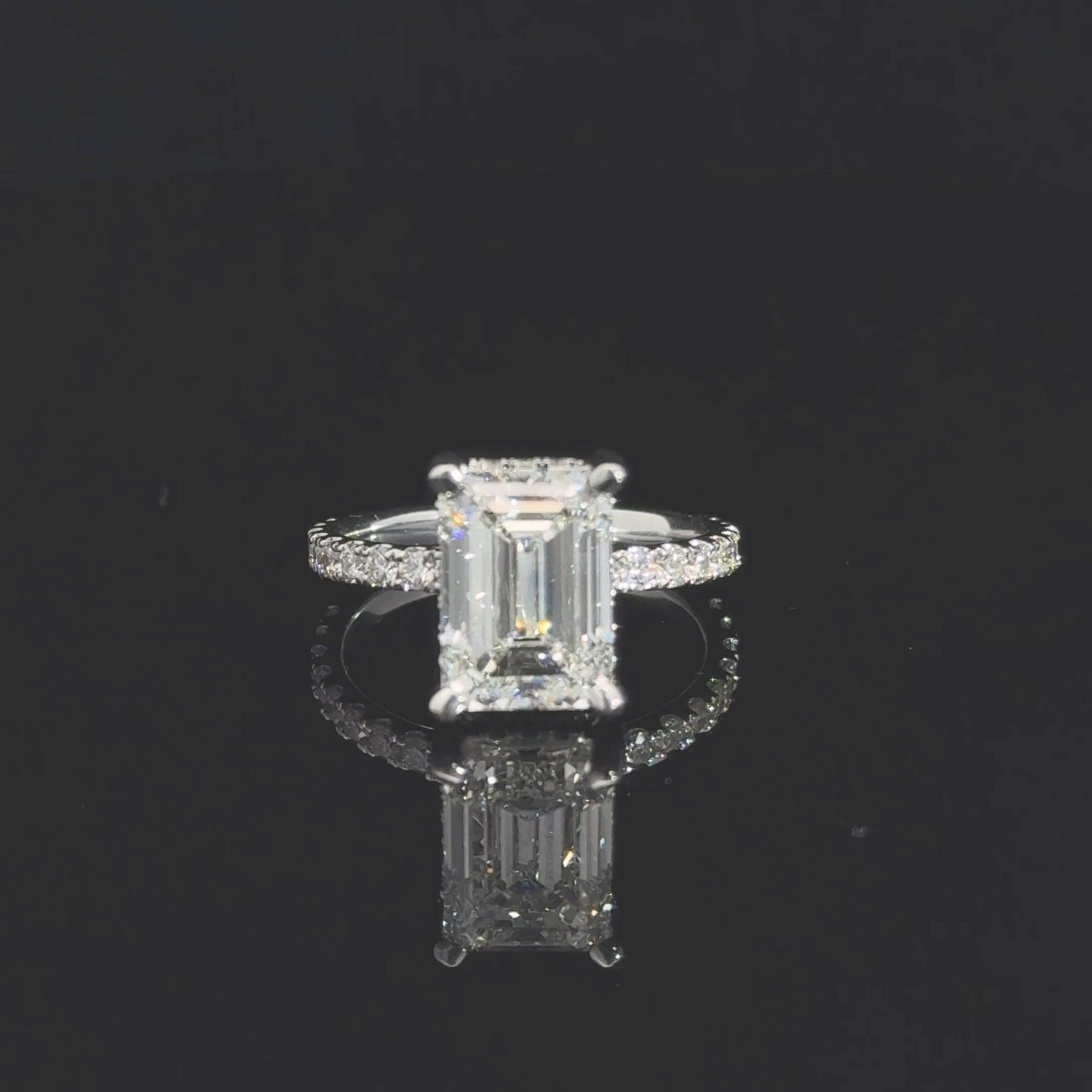 14K White Gold 4.15 cttw Emerald Cut Lab Grown Diamond Engagement Ring
