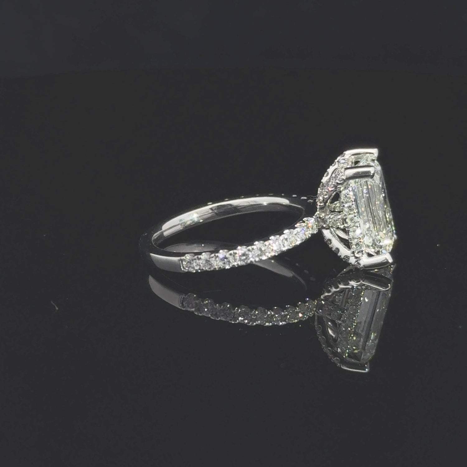 14K White Gold 4.15 cttw Emerald Cut Lab Grown Diamond Engagement Ring