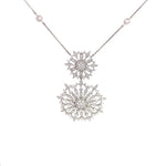 Collar de diamantes estilo copo de nieve de oro blanco de 14 quilates estilo italiano