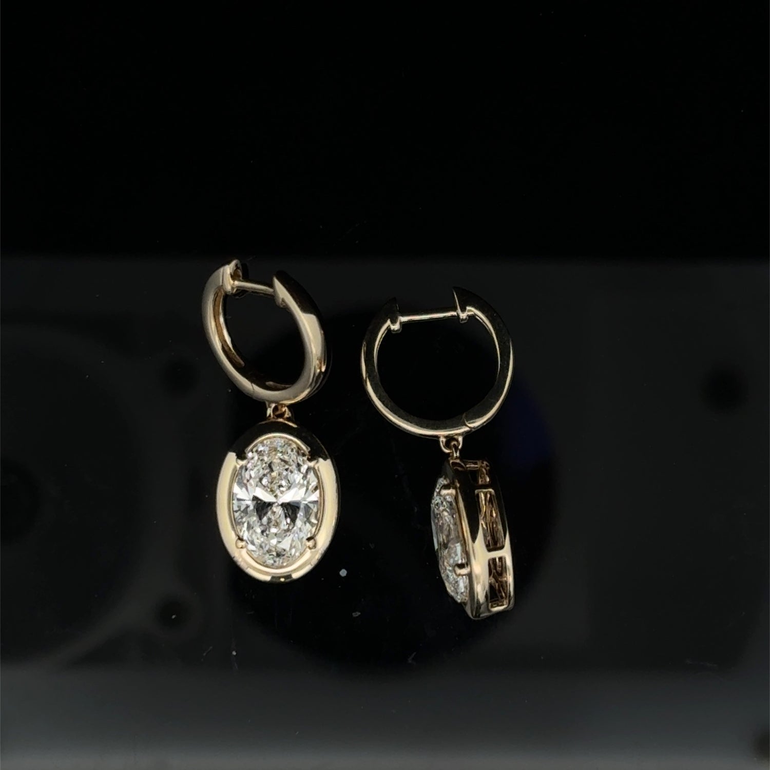 14K Yellow Gold Oval Cut Lab Grown Diamond Drop Earrings 3.11cttw