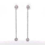 Pendientes colgantes de oro blanco de 14 quilates con diamantes cultivados en laboratorio de talla brillante redonda