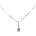 14K White Gold 3.14 cttw Blue Emerald and Round Brilliant Cut Lab Grown Diamond Necklace