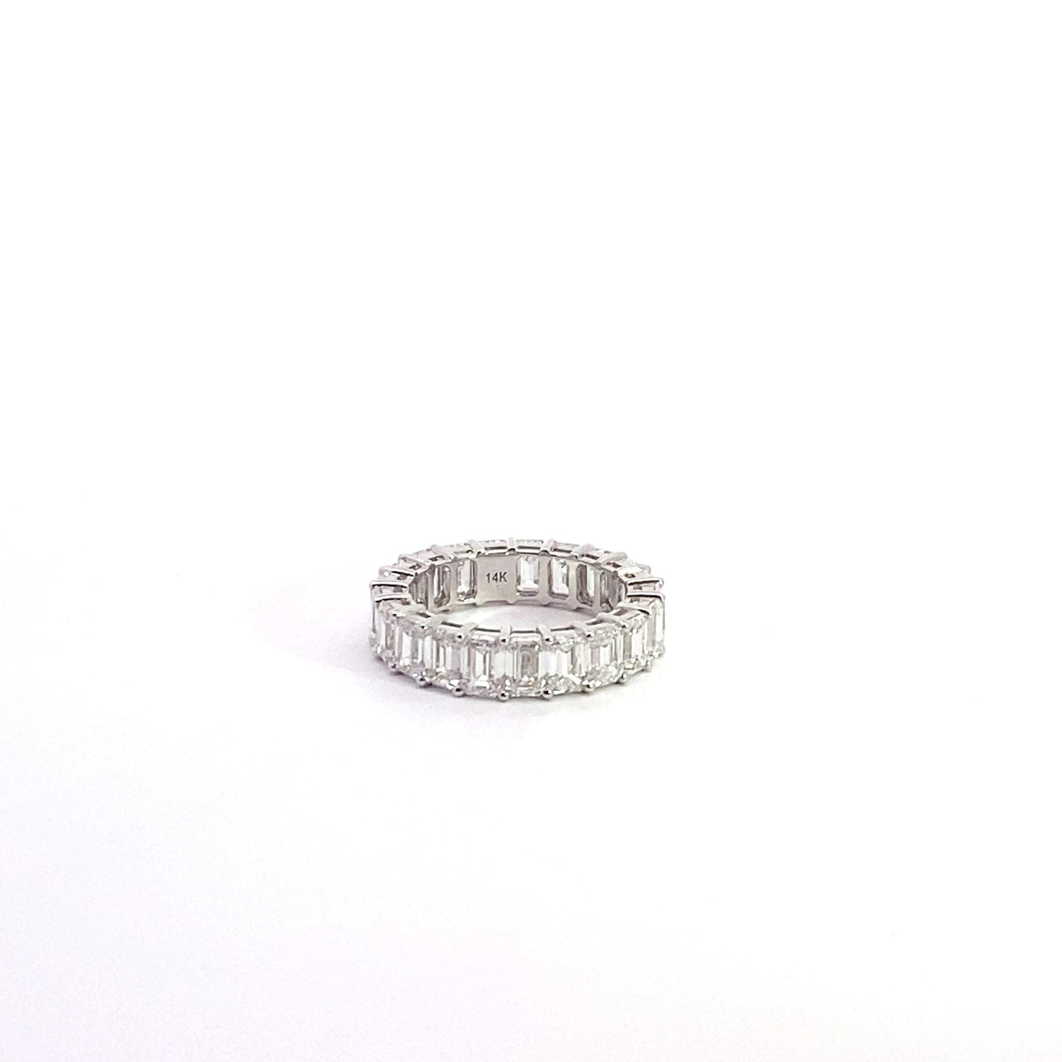 14K White Gold 7.23 cttw Emerald Cut Lab Grown Diamond Eternity Band