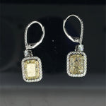 14K Two Tone Gold Round And Radiant Cut Diamond Drop Earrings 4.8Cttw Fancy Yellow Vs1