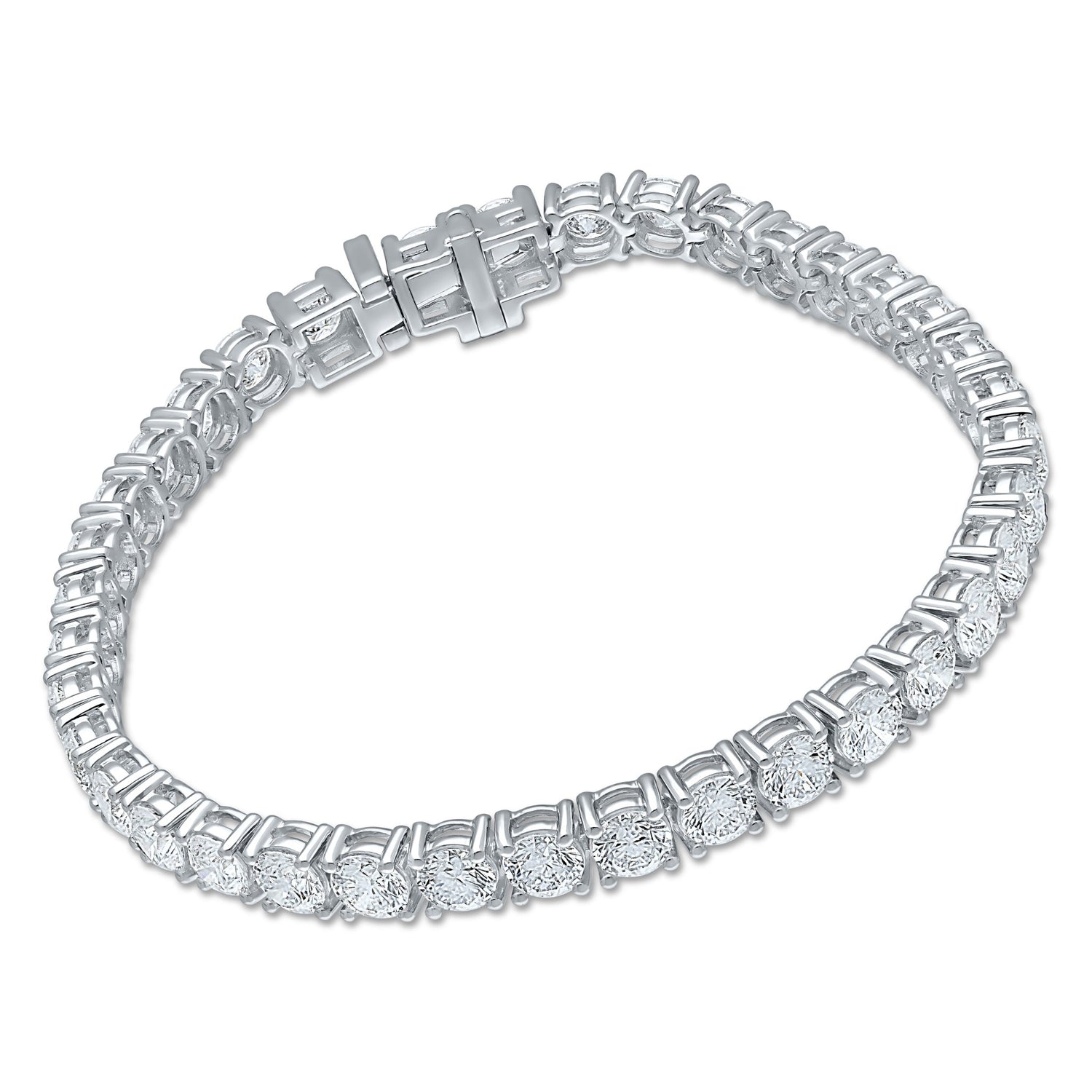 14K White Gold Round Lab Grown Diamond Tennis Bracelet 12.0 CTW Vs1-Vs2