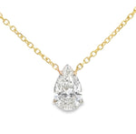 Colgante de diamantes cultivados en laboratorio en forma de pera de oro amarillo de 14 quilates