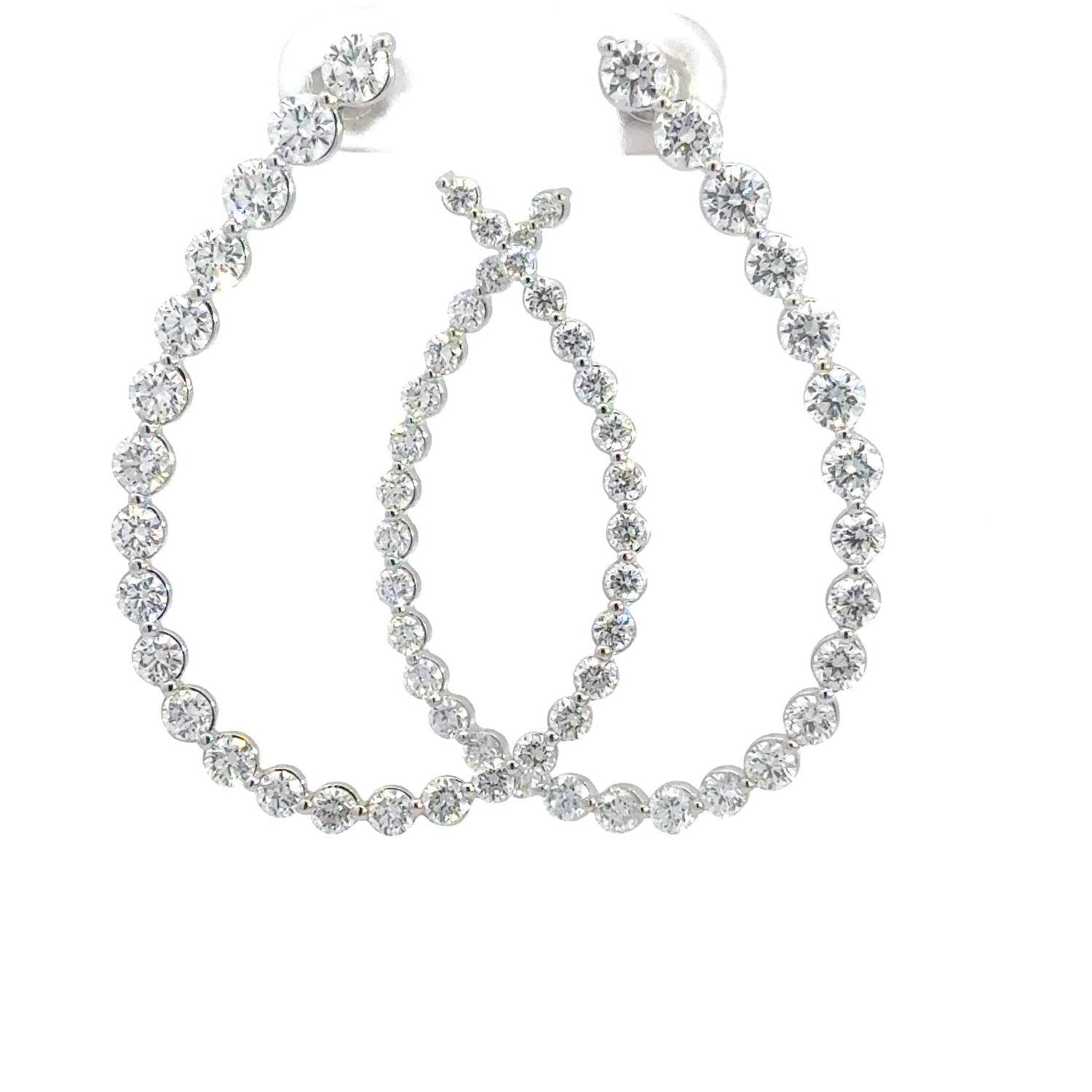 14K White Gold 5.00 ctw Round Brilliant Cut Lab Grown Diamond Open Drop Earrings