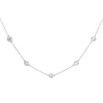 14K White Gold 5.00 cttw Round Brilliant Cut Diamonds by the Yard Necklace