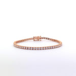 Pulsera de tenis de oro rosa de 14 quilates con diamantes cultivados en laboratorio y corte brillante redondo