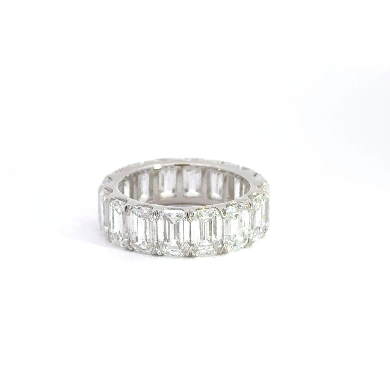 14K White Gold 9.95 cttw Emerald Cut Lab Grown Diamond Eternity Band