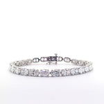 Pulsera de tenis de oro blanco de 18 quilates con diamantes cultivados en laboratorio y forma ovalada