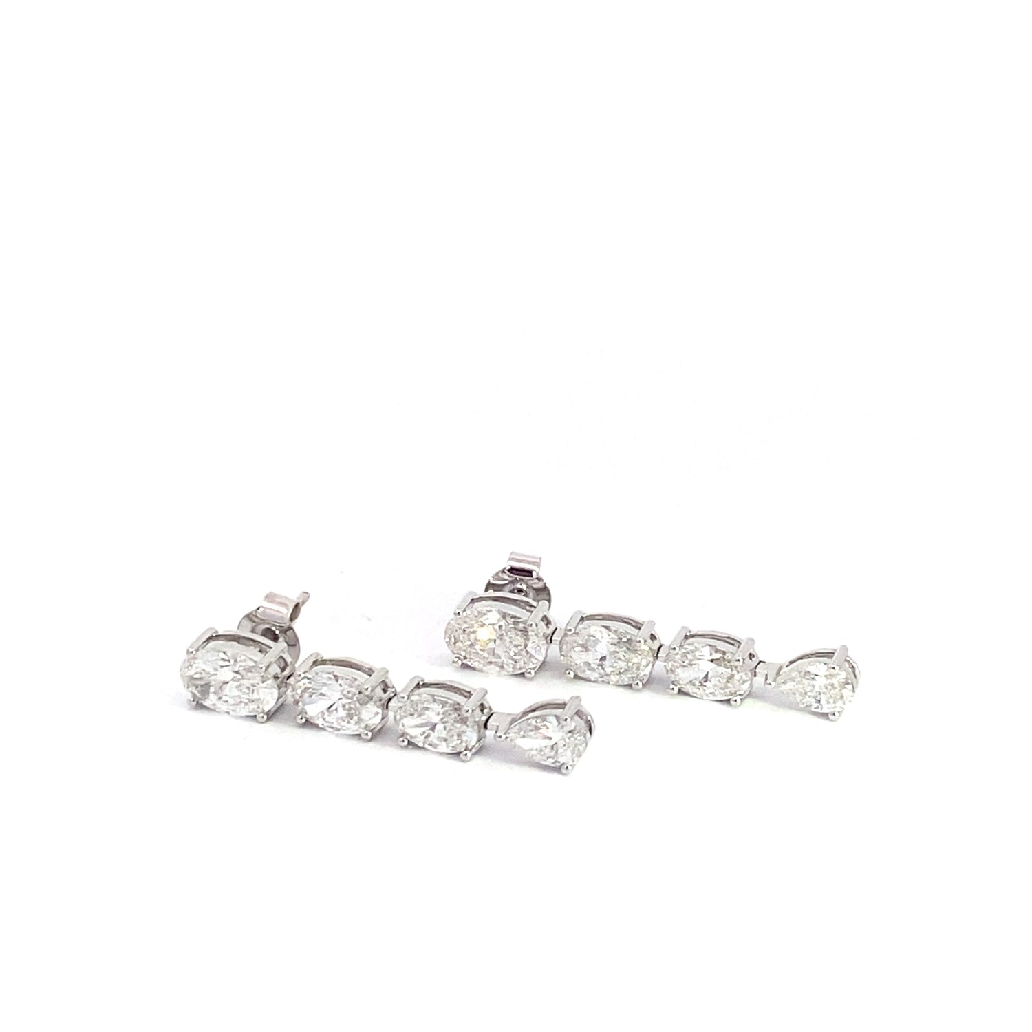 14K White Gold 4.82 ctw Oval Shape Lab Grown Diamond Fancy Drop Earrings