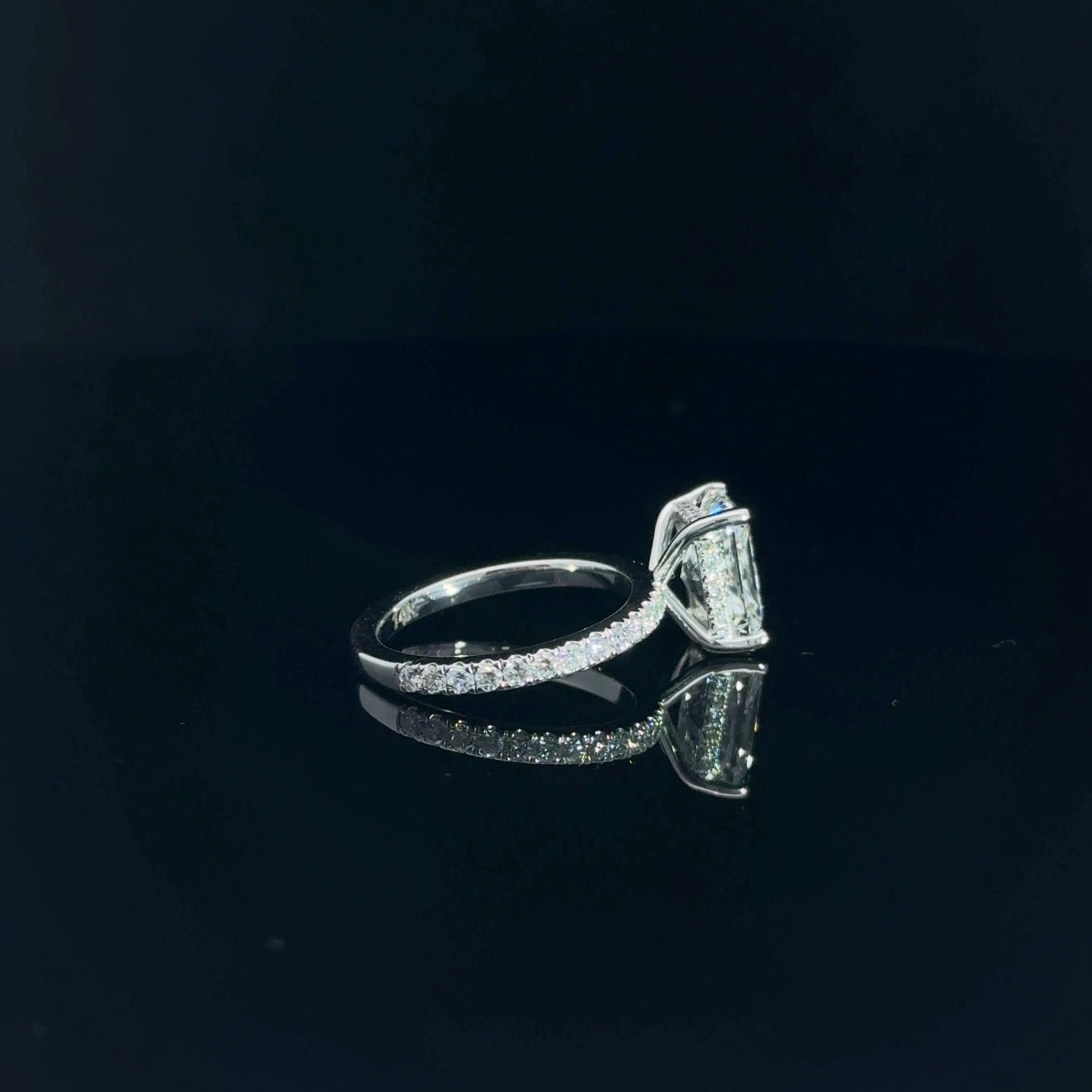 14K White Gold 2.88 cttw Radiant Cut Lab Grown Diamond Hidden Halo Engagement Ring