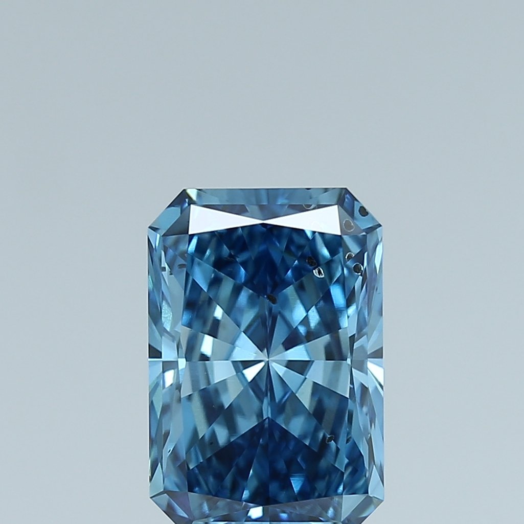 Diamante suelto cultivado en laboratorio de 1,02 quilates, color azul verdoso intenso y radiante, con certificación IGI.