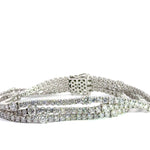 Pulsera de oro blanco de 14 quilates con diamantes cultivados en laboratorio de tres filas y corte brillante redondo