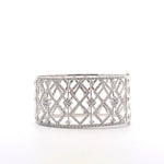 18K White Gold Italian Wide Vintage 4.50 cttw Diamond Bangle Bracelet